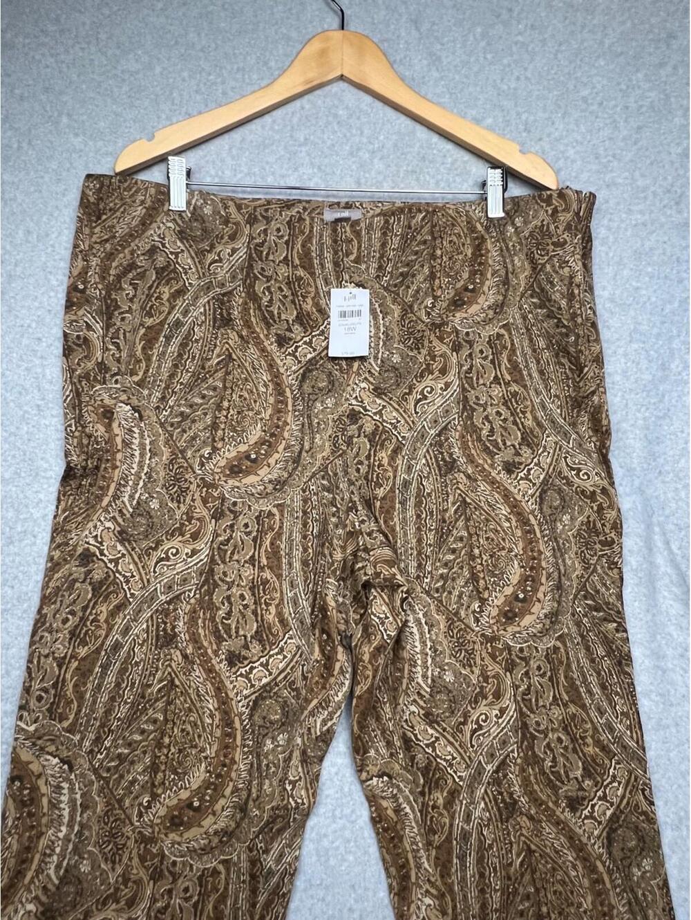 J. Jill Paisley Pull On Pants Women's Plus Sz 18 W Brown Casual Simple Modern - Picture 9 of 12